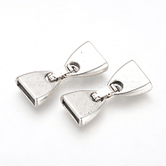 Tibetan Style Alloy Fold Over Clasps, Cadmium Free & Lead Free, Antique Silver, 28x13x5mm, Hole: 4mm(X-TIBE-R308-05AS-RS)