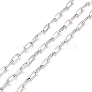 304 Stainless Steel Cable Chains, Unwelded, with Spool, Stainless Steel Color, 4x2x0.5mm, about 32.81 Feet(10m)/Roll(CHS-C002-03P-03)