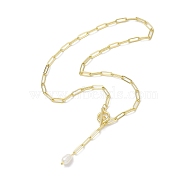Natural Cultured Freshwater Pearl Pendant Necklaces, Handmade Brass Chains, Golden, 18.94 inch(481mm)(NJEW-JN04854)