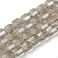 Electroplate Glass Beads Strands, Faceted Barrel, Silver, 9x7.5mm, Hole: 1.3mm, about 60pcs/strand, 21.46''(54.5cm)(GLAA-G112-07C)