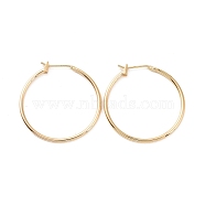 Ion Plating(IP) Brass Huggie Hoop Earrings for Women, Real 18K Gold Plated, 15 Gauge, 30.5x30.5x1.5mm, Pin: 0.8mm(EJEW-A083-02G)