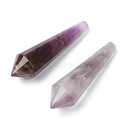 Natural Amethyst Beads, Healing Stones, Reiki Energy Balancing Meditation Therapy Wand, No Hole/Undrilled,  for Wire Wrapped Pendant Making, Bullet, 51.5~56x14.7~16.2mm(G-H256-03)
