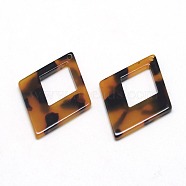 Cellulose Acetate(Resin) Pendants, Rhombus, Goldenrod, 37x27.5x2.5mm, Hole: 1.5mm, side length 22.5mm(KY-S112-A301)