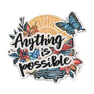 Motivational Quote Anythings is Possible Printed Acrylic Pendants, Butterfly, 44.5x38.5x2mm, Hole: 1.4mm(MACR-K362-01N)