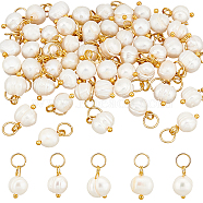 52Pcs Natural Freshwater Pearl Charms, Potato Charms, with Golden Plated 304 Stainless Steel Jump Rings, Seashell Color, 11~13x7~8.5x7~8.5mm, Hole: 4.6mm(PALLOY-AB00105)