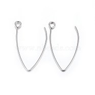 304 Stainless Steel Earring Hooks, Ear Wire, with Horizontal Loop, Stainless Steel Color, 30x18x0.8mm, 20 Gauge, Hole: 2.2~2.5mm(STAS-P210-16P-01)