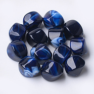Acrylic Beads, Imitation Gemstone Style, Nuggets, Dark Blue, 15.5x12x12mm, Hole: 1.8mm, about 310pcs/500g(OACR-T007-08I)