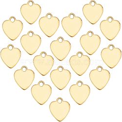 201 Stainless Steel Laser Cut Charms, Blank Stamping Tag, Heart, Golden, 9.5x9.5x1mm, Hole: 1.2mm, 50pcs/box(STAS-UN0018-79G)