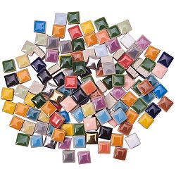 Porcelain Cabochons, Square, Mixed Color, 9~10x9~10x5~7mm, about 265pcs/box(PORC-PH0001-03)