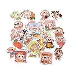 Cartoon Monkey Paper Stickers Set, Adhesive Label Stickers, for Water Bottles, Laptop, Luggage, Cup, Computer, Mobile Phone, Skateboard, Guitar Stickers, Mixed Color, 40~56x43~74x0.3mm, 50pcs/bag(DIY-G066-35)