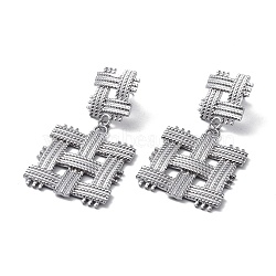 Non-Tarnish 304 Stainless Steel Stud Earrings, Square, Stainless Steel Color, 52.5x29.5mm(EJEW-M250-02B-P)