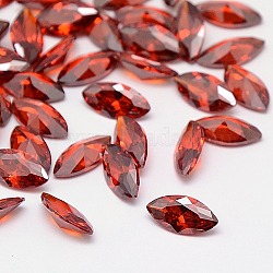 Cubic Zirconia Pointed Back Cabochons, Grade A, Faceted, Horse Eye, FireBrick, 10x5x3mm(ZIRC-M003-10x5mm-002)