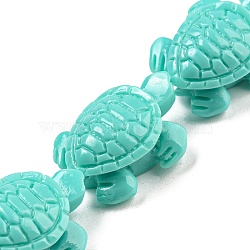 Synthetic Coral Beads Strands, Dyed, Tortoise, Turquoise, 20x16x8mm, Hole: 1mm, about 20pcs/strand, 14 inch(CORA-L020-D-08)