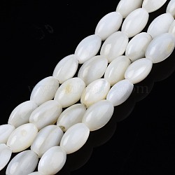 Freshwater Shell Beads Strands, Undyed, Oval, Seashell Color, 4~5x2.5~4mm, Hole: 0.6mm, about 77~79pcs/strand, 14.57 inch~15.16 inch(37cm~38.5cm)(SHEL-T009-A15-01)