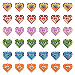 36Pcs 6 Colors Alloy Pendants, with Enamel, Heart Charm, Mixed Color, 25x26x1.5mm, Hole: 1.8mm, 6pcs/color(ENAM-FH0001-54)