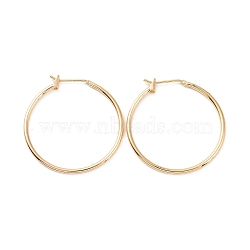 Brass Huggie Hoop Earrings for Women, Real 18K Gold Plated, 15 Gauge, 30.5x30.5x1.5mm, Pin: 0.8mm(EJEW-A083-02G)