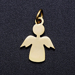 304 Stainless Steel Pendants, Stamping Blank Tag Charms, with Unsoldered Jump Rings, Angel, Golden, 15x11.5x1mm, Hole: 3mm, Jump Ring: 5x0.8mm(A-STAS-T046-JA343-2)
