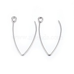 Tarnish Resistant 304 Stainless Steel Earring Hooks, Ear Wire, with Horizontal Loop, Stainless Steel Color, 30x18x0.8mm, 20 Gauge, Hole: 2.2~2.5mm(STAS-P210-16P-01)