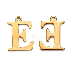 Ion Plating(IP) 304 Stainless Steel Alphabet Charms, Golden, Letter.E, 12x9x1mm, Hole: 1mm(STAS-H122-E-G)