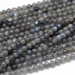 Natural Labradorite Round Bead Strands, Grade AA, 6mm, Hole: 1mm, about 63pcs/strand, 15.5 inch(G-O087-05-6mm)