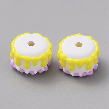 Opaque Resin Imitation Food Decoden Beads, Cake, Yellow, 21x4mm, Hole: 3.7mm