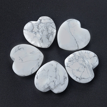 Natural Howlite Healing Stones, Heart Stones, Pocket Palm Stones for Reiki Balancing, 30x30mm