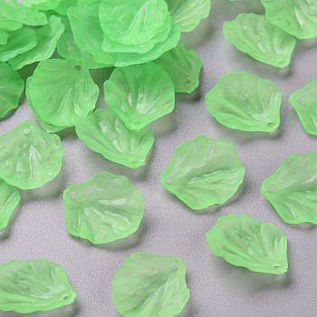 Transparent Frosted Acrylic Pendants, Petaline, Light Green, 19.5x16.5x4mm, Hole: 1.5mm