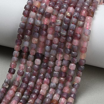Natural Purple Tourmaline Beads Strands, Cube, Faceted, 4x4x4mm, Hole: 0.9mm, about 101pcs/strand, 15.94''(40.5cm)