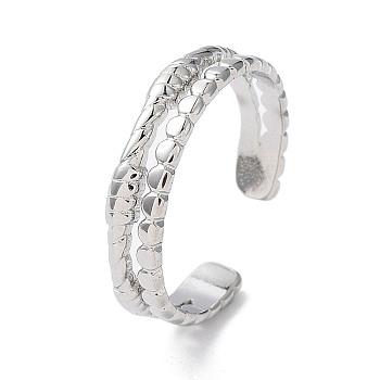 304 Stainless Steel Double Line Open Cuff Rings, Stainless Steel Color, Inner Diameter: 18.3mm
