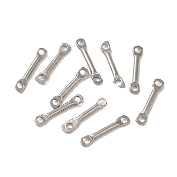 304 Stainless Steel Connector Charms, Bar Links, Stainless Steel Color, 10x2x1mm, Hole: 1mm