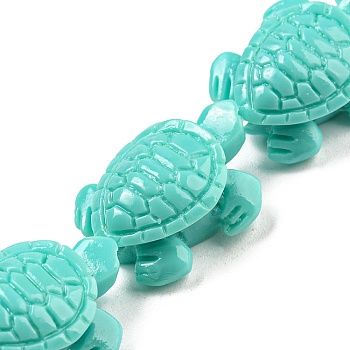 Synthetic Coral Beads Strands, Dyed, Tortoise, Turquoise, 20x16x8mm, Hole: 1mm, about 20pcs/strand, 14 inch