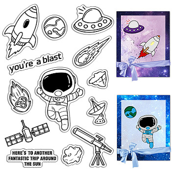 Custom PVC Plastic Clear Stamps, for DIY Scrapbooking, Photo Album Decorative, Cards Making, Stamp Sheets, Film Frame, Spaceship, 160x110x3mm