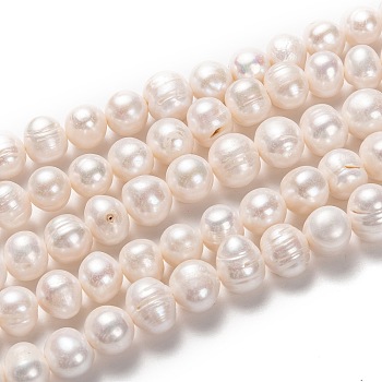Natural Cultured Freshwater Pearl Beads Strands, Potato, Bisque, 11~13x12~17mm, Hole: 0.8mm, about 35pcs/strand, 15.35 inch(39cm)