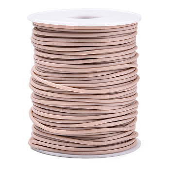Hollow Pipe PVC Tubular Synthetic Rubber Cord, Wrapped Around White Plastic Spool, Rosy Brown, 2mm, Hole: 1mm, about 54.68 yards(50m)/roll