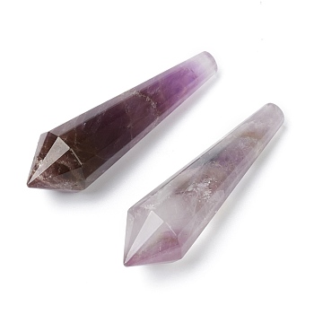 Natural Amethyst Beads, Healing Stones, Reiki Energy Balancing Meditation Therapy Wand, No Hole/Undrilled,  for Wire Wrapped Pendant Making, Bullet, 51.5~56x14.7~16.2mm
