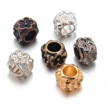 Alloy European Beads, Flower, Large Hole Beads, Cadmium Free & Lead Free, Mixed Color, 6x6x5mm, Hole: 4mm