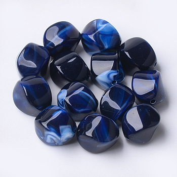 Acrylic Beads, Imitation Gemstone Style, Nuggets, Dark Blue, 15.5x12x12mm, Hole: 1.8mm, about 310pcs/500g