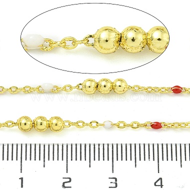 Brass Enamel Round Beaded Link Chain(CHC-G022-07G-14)-2