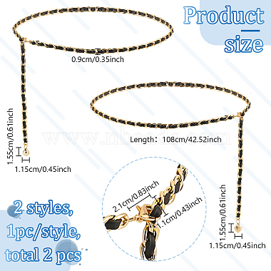 2Pcs 2 Style Aluminum Link Chain Belts with Round & Heart Charms(AJEW-FG0002-89)-2