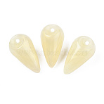 Opaque Acrylic Pendants, Two Tone Color, with Glitter Powder, Teardrop, Lemon Chiffon, 25x14mm, Hole: 1.8mm, about 239pcs/500g(MACR-N009-015E)