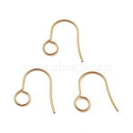 316 Stainless Steel Hypoallergenic French Earring Hooks, Flat Earring Hooks Ion Plating(IP), Ear Wire, with Horizontal Loop, Real 18K Gold Plated, 18mm, Hole: 4.6mm, 20 Gauge, Pin: 0.7mm(JX137B-G)