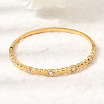 304 Stainless Steel Pave Clear Cubic Zirconia Teardrop Hinged Cuff Bangles for Women, Ion Plating(IP), Golden, Inner Diameter: 2.01 inch(5.1cm)x2.36 inch(6cm)(SA-CBAF851-06G)