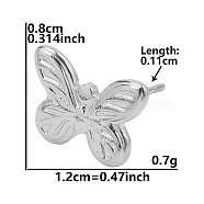 304 Stainless Steel Butterfly Stud Earrings for Women, Stainless Steel Color(BE5708-3)