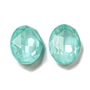 Glass Rhinestone Cabochons, Point Back & Back Plated, Faceted, Oval, Light Azore, 10x8x5mm(RGLA-G021-02C-361DE)