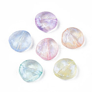 Transparent Acrylic Beads, Glitter Powder, Flat Round, Mixed Color, 14x14x5.5mm, Hole: 1.8mm, about 670pcs/500g(OACR-S028-143)