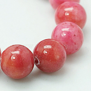 Jade Beads Strands, Natural White Jade, Dyed, Round, Deep Pink, 8mm, Hole: 1mm, about 51pcs/strand, 15.7 inch(G-D264-8mm-XH15)