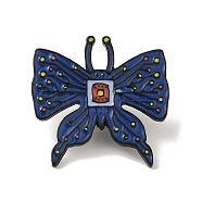 Butterfly Black Aolly Brooches, Enamel Pins, Marine Blue, 29x29x2mm(JEWB-U004-06EB-10)