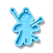Horrible Doll DIY Pendant Silicone Molds, Resin Casting Molds, For UV Resin, Epoxy Resin Jewelry Making, Deep Sky Blue, 56x49x7mm, Hole: 4mm(SIMO-H004-02)