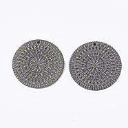 Acrylic Pendants, Imitation Woven Rattan Pattern, Flat Round, Slate Gray, 47x5mm, Hole: 2mm(OACR-T014-08A)