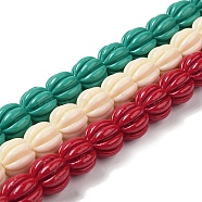 Synthetic Coral Beads Strands, Dyed, Pumpkin Beads, Mixed Color, 11x10.5mm, Hole: 4mm, about 37pcs/strand, 15.35''(39cm)(CORA-P009-01)